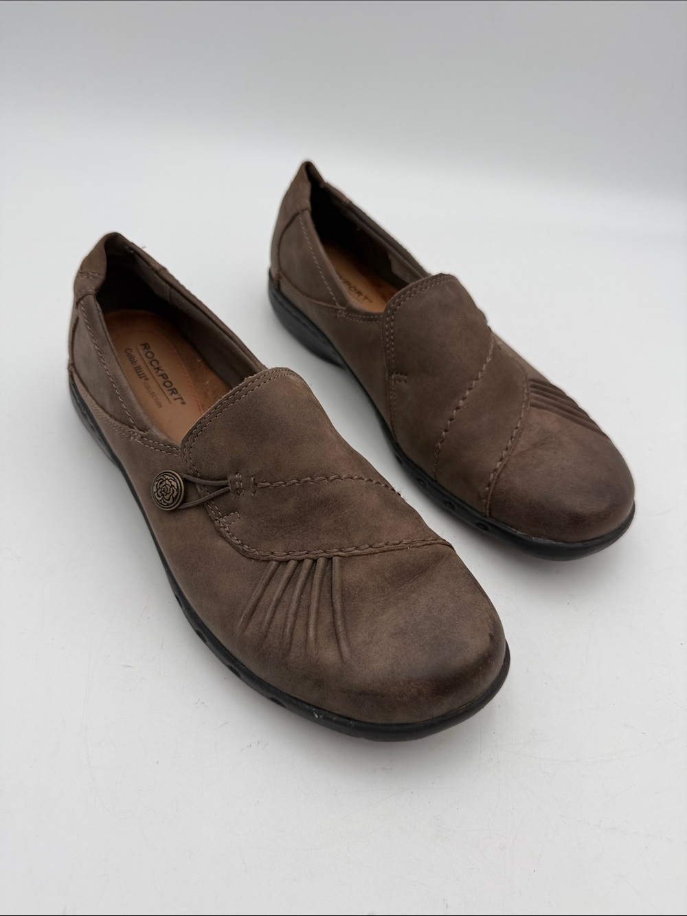 Rockport Brown Slip-On Casual Loafers shoe women 8 casual office retro career